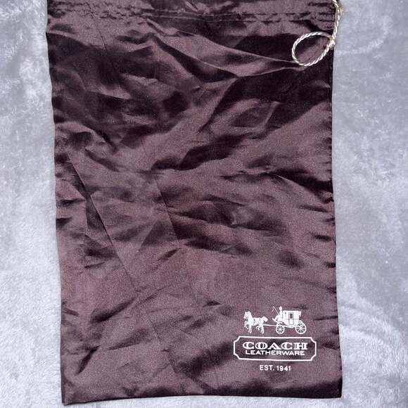 Coach Handbags - Coach Brown Dust Bag Gold Satin Drawstring 15" x 19" Storage Bag